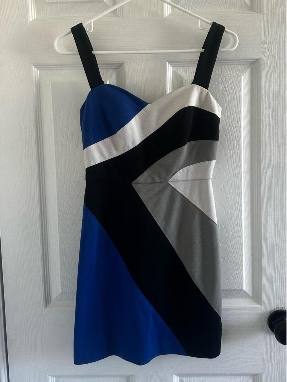 BCBGeneration Blue, Black & white Colorblock Mini Dress
